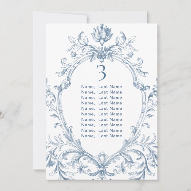 Viktorianische Verzierte Grace Wedding Chart Card  Einladung (Vorderseite)