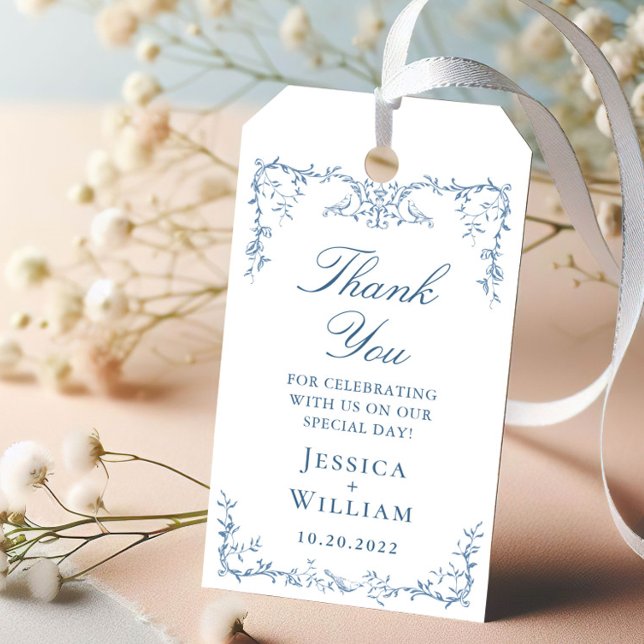 Viktorianische Verzierte Hochzeit mit Blauer Flora Geschenkanhänger (Von Creator hochgeladen)