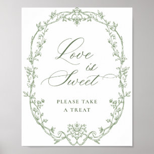 Viktorianische Verzierte Liebe Grüne Blüte ist süß Poster