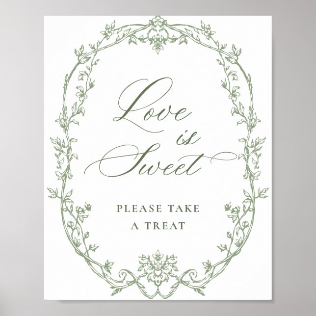 Viktorianische Verzierte Liebe Grüne Blüte ist süß Poster (Vorne)