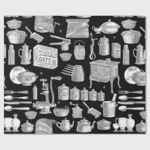 viktorianische Vintage antike Küche Koch Kochtopf  Geschenkpapier