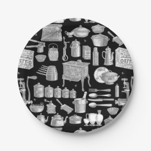 viktorianische Vintage antike Küche Koch Kochtopf  Pappteller