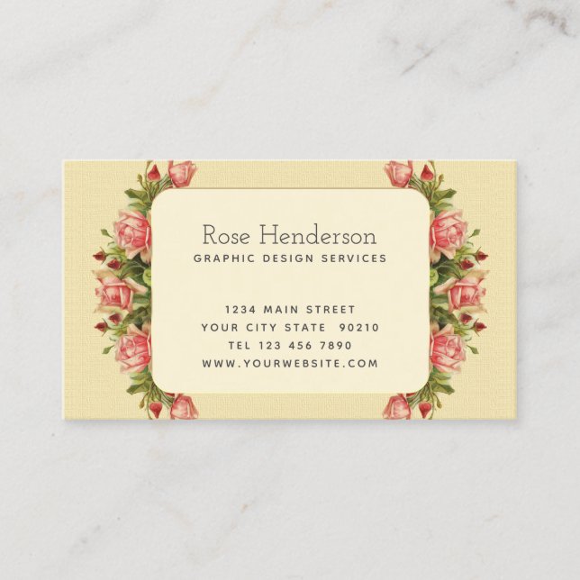 Viktorianische Vintage Catherine Klein Roses Visitenkarte (Vorderseite)