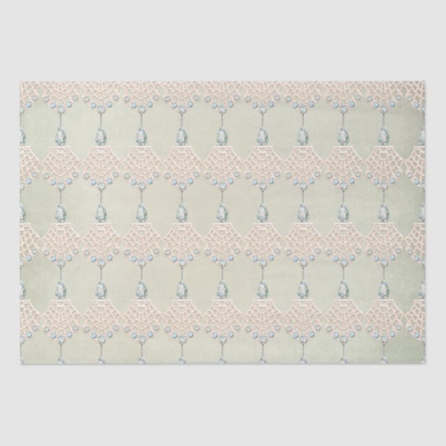 Viktorianische Vintage Eleganz aquamarin Kristall Seidenpapier (Vorderseite)