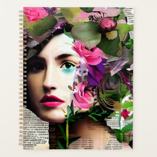 Viktorianische Vintage Frau mit rosa Blume Planer