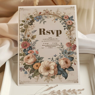 Viktorianische Vintage Gartenhochzeit RSVP Karte