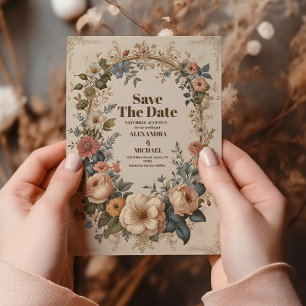 Viktorianische Vintage Gartenhochzeit Save The Date