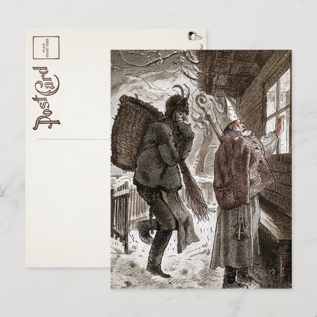 Viktorianische Vintage Hans Trapp und St. Nick Pos Postkarte (Vorne/Hinten)