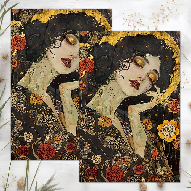 VIKTORIANISCHE VINTAGE LADY DECOUPAY SEIDENPAPIER (VICTORIAN VINTAGE LADY DECOUPAGE TISSUE PAPER)