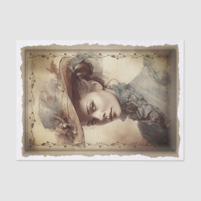 Viktorianische Vintage Lady Portrait Decoupage Seidenpapier (Vorderseite)
