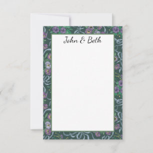 Viktorianische Vintage Lila Pansy Blue Ribbons Dankeskarte