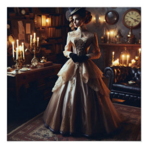 Viktorianische Vintage Mysteriöse Elegante Frau Fotodruck