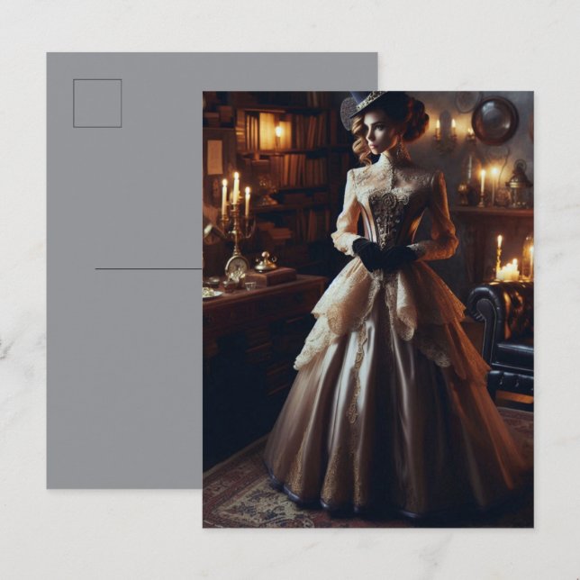 Viktorianische Vintage Mysteriöse Elegante Frau Postkarte (Vorne/Hinten)