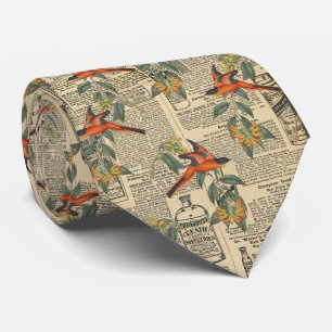Viktorianische Vintage-Orangenvögel Krawatte
