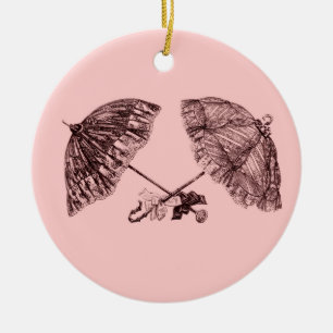 viktorianische Vintage Regenschirmverzierung Keramikornament