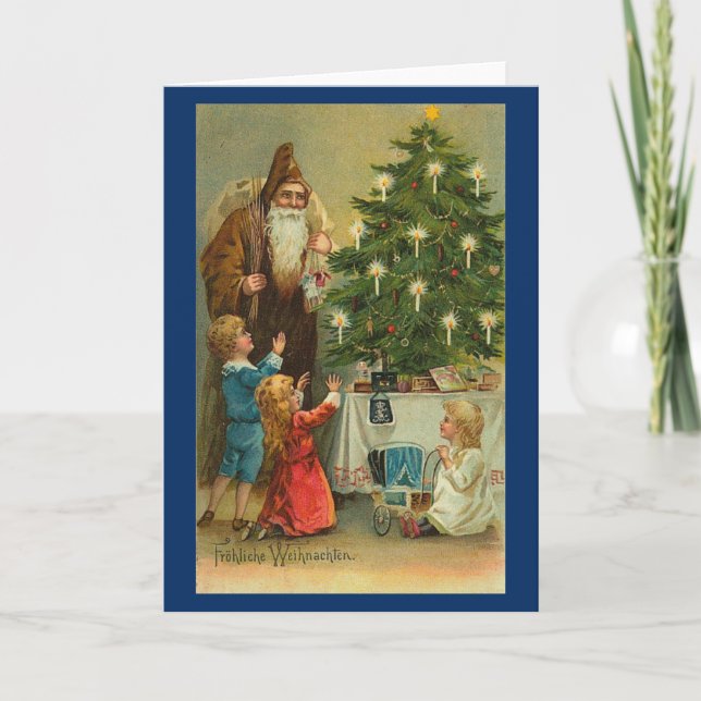 Viktorianische Vintage Retro-Weihnachtskarte Feiertagskarte (Vorderseite)
