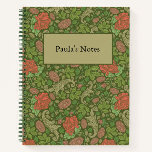 Viktorianische Vintage Rote Rosen Rosa Mums Notizbuch