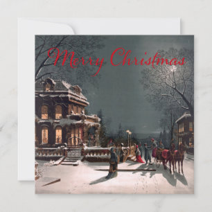 Viktorianische Vintage-Weihnachtsnacht Karte