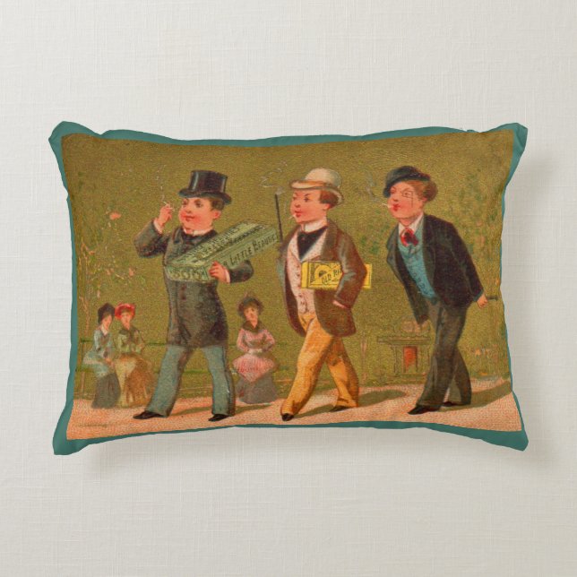 Viktorianische Visitenkarte Kleine Beauties Zigare Dekokissen (Vorderseite)