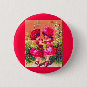 Viktorianische Visitenkarte kleine Tänzer in Rosa Button