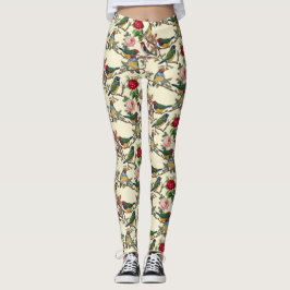 Viktorianische Vögel und Rose Scrapbook Retro Leggings