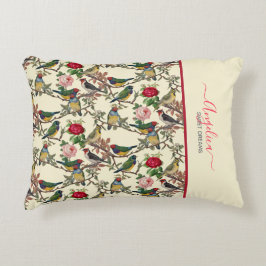 Viktorianische Vögel und Rose Vintag Inspiriert Cr Dekokissen