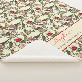 Viktorianische Vögel und Rose Vintage Creme Rot Sherpadecke
