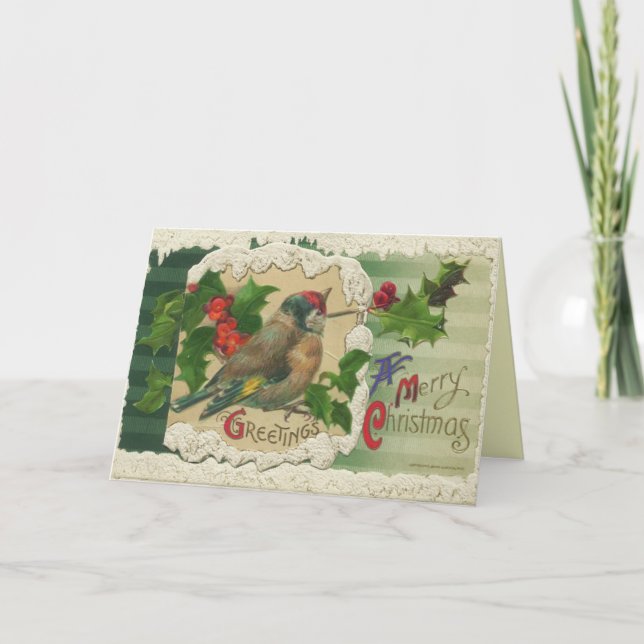 Viktorianische Vogel-Weihnachtskarte Feiertagskarte (Vorderseite)