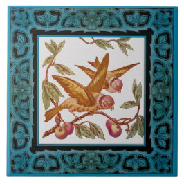 Viktorianische Vogelarten Handfarbene Transferware Fliese