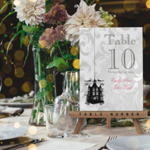 Viktorianische Vogelkäfig-Hochzeitstisch-Nummernsc Postkarte