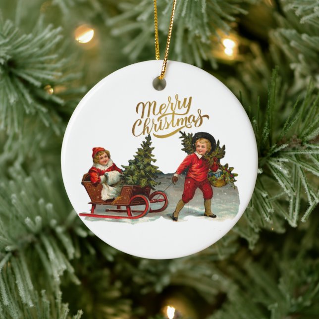 Viktorianische Weihnachten Keramik Ornament (Baum)