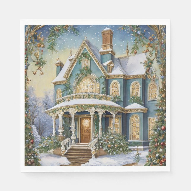 Viktorianische Weihnachten Serviette (Vorderseite)