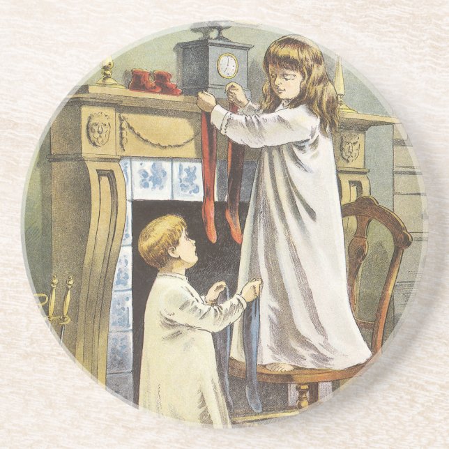 Viktorianische Weihnachten, Strümpfe zu Weihnachte Getränkeuntersetzer (Vorne)