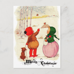 Viktorianische Weihnachts-Kinder-Postkarte Feiertagspostkarte