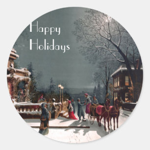Viktorianische Weihnachts-Party-Aufkleber Runder Aufkleber