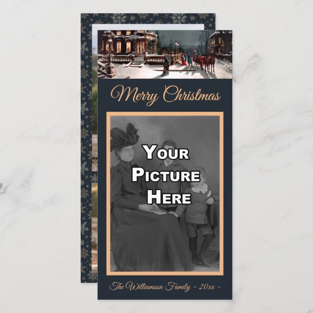 Viktorianische Weihnachts-Party-Fotokarte Feiertagskarte (Vorne/Hinten)