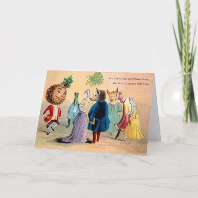 Viktorianische Weihnachts-Party-Karte Feiertagskarte (Vorderseite)