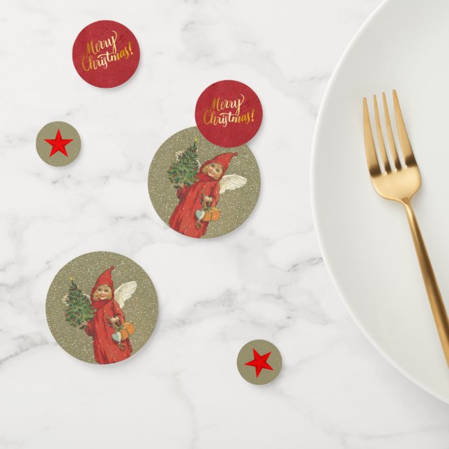 Viktorianische Weihnachtsangel Little Tree Red Sta Konfetti (Gruppe)