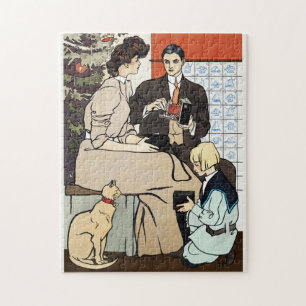 Viktorianische Weihnachtsfamilie Antike Kamera Kun Puzzle