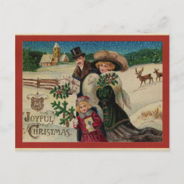 Viktorianische Weihnachtsfamilie Postkarte