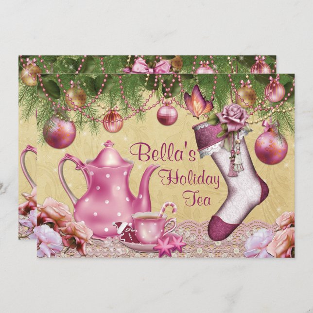 Viktorianische Weihnachtsfeier Einladung (Vorne/Hinten)