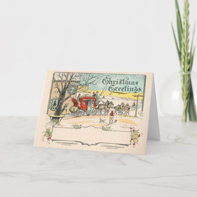 viktorianische Weihnachtsgrüße Feiertagskarte (Vorderseite)