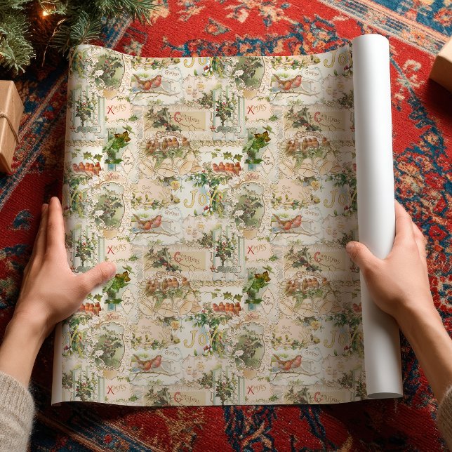 Viktorianische Weihnachtskarte Collage Geschenkpapier (Von Creator hochgeladen)