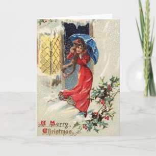 Viktorianische Weihnachtskarte des Schneesturms Feiertagskarte