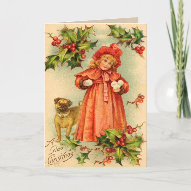 Viktorianische Weihnachtskarte Feiertagskarte (Vorderseite)