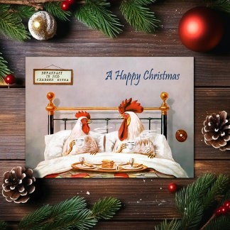 Viktorianische Weihnachtskarte mit Frühstück im Be Feiertagskarte