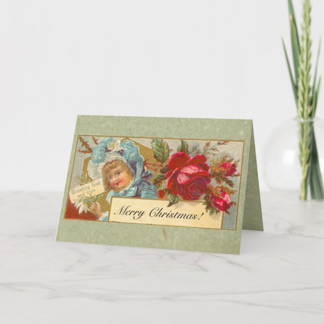 Viktorianische Weihnachtskarte mit Gedicht Feiertagskarte (Vorderseite)