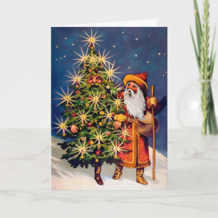 Viktorianische Weihnachtskarte mit lebendem Baum u Feiertagskarte