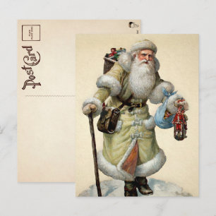 Viktorianische Weihnachtskarte mit Santa Postkarte