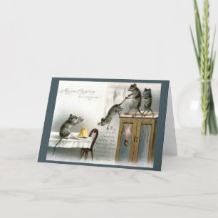 Viktorianische Weihnachtskarten Mäuse Genießen Fei Karte